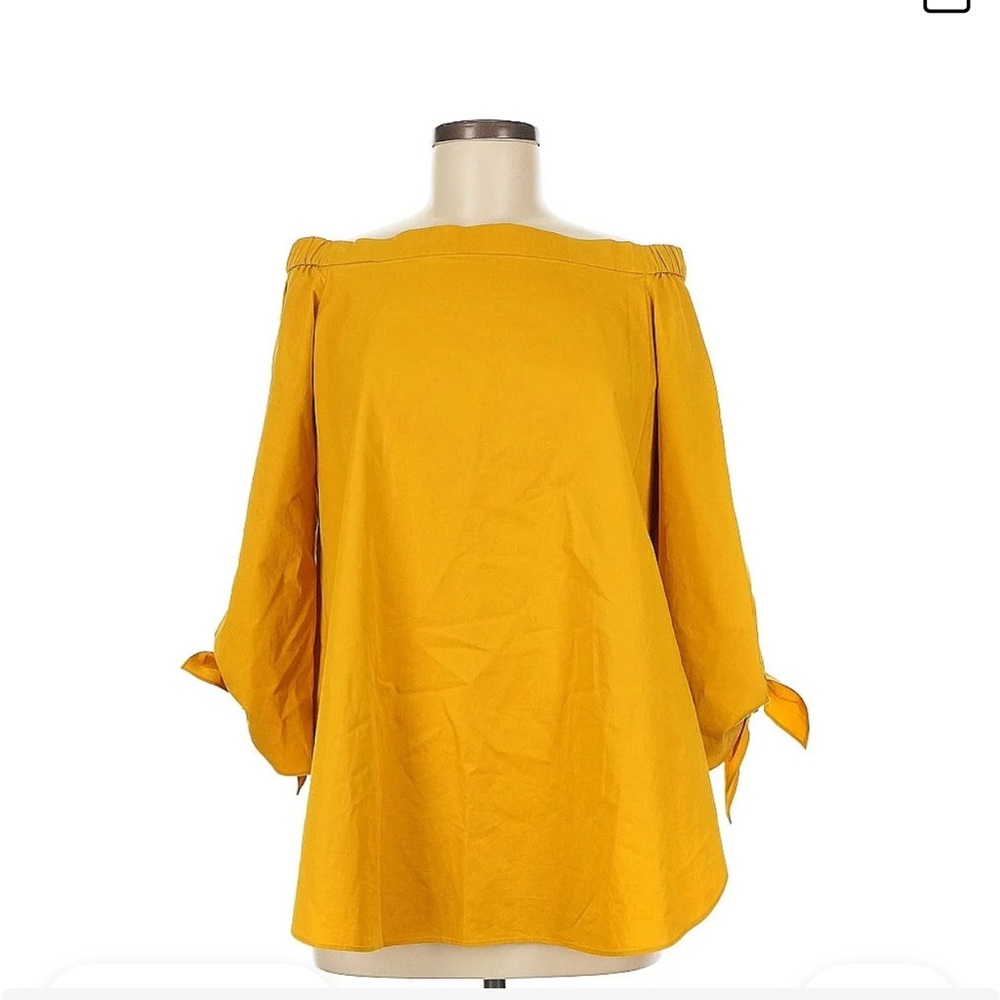 Tibi Mustard Yellow Blouse with Tie Sleeves Size 12